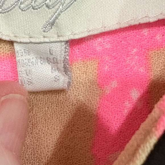 🧶LILY Pink & Beige Grid Shift Dress with Embroidered Birds - Size S - Picture 12 of 14